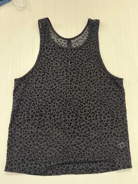 Zyia Active Black Burnout Leopard Print Racerback Tank Top
